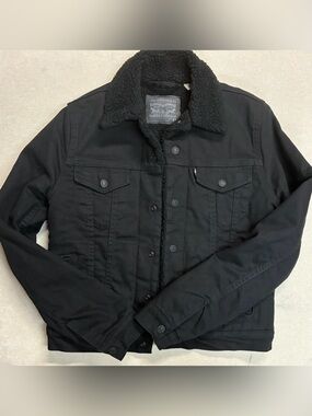 Levi’s Original Sherpa Trucker Jacket Black Fleece Lined Women’s XS